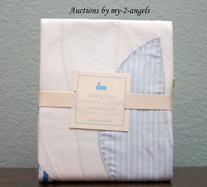 CORTINA DE DUCHA TABLA DE SURF RARA Pottery Barn Kids *playa isla palmera tropical - Imagen 1 de 2