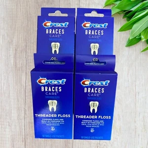 Crest Braces Care-Threader Floss, 30 Single-Use Packets Per Box (NEW), 4 Pack - Picture 1 of 4