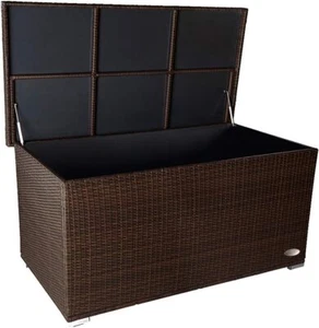 Kissenbox Auflagenbox Gartentruhe Gartenbox Truhe Box Polyrattan Rattan Braun XL - Bild 1 von 8