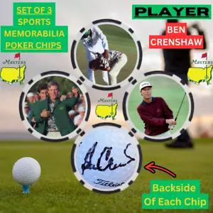 1984 Masters Winner Ben Crenshaw 3 Poker Chip Set With Signature - Picture 1 of 2