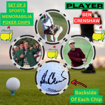 1984 Masters Winner Ben Crenshaw 3 Poker Chip Set With Signature - Image 1 of 2