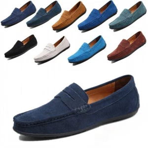 Casual Men's Suede Slip On Loafers Shoes Driving Shoes Moccasin Driving Shoes - Picture 1 of 27
