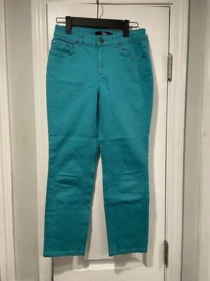 Boden Size 2 P The Cambridge Ankle Skimmer Turquoise Cotton Denim Stretch Pants - Image 1 of 4