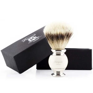 Super Silver Tip Men's Shaving Brush in ergonomically design Ivory color Handle - Picture 1 of 6