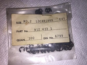 Clips. 3.2mm. External. Steel. Retaining. DIN 6799. Pack of 100 VW#n12.433.1 - Picture 1 of 1