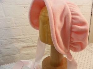 ADULT BABY SISSY BONNET soft pink fleece COSPLAY LOLITA FANCY DRESS ROll PLAY - Picture 1 of 4