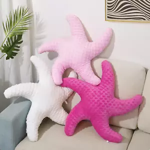 Starfish Pillow 3Pcs White Pink Hot Pink Starfish Shaped Throw Pillow Coastal De - Picture 1 of 7