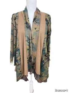 Soft Surroundings Brown/teal  Tunic Jacket Top Open Front Size Petite Med NWT - Picture 1 of 5