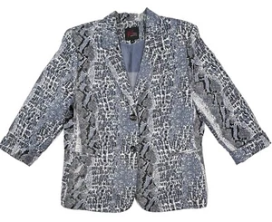 JOHN MEYER Womens 16 Snake Skin Print Blazer Blue White Lined - Picture 1 of 11