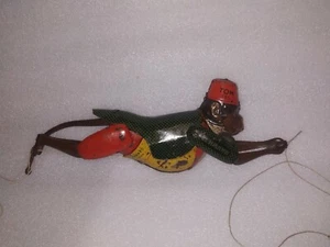 Vintage Litho Tin Toy Lehmann 385 Tom Monkey Climbing Mechanical Toy Germany  - Picture 1 of 12