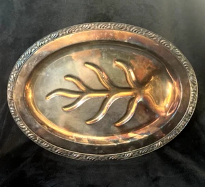 Vintage F.B. ROGERS SILVER CO. 1883 Footed Meat Serving Tray w/Well #4504 - Picture 1 of 6