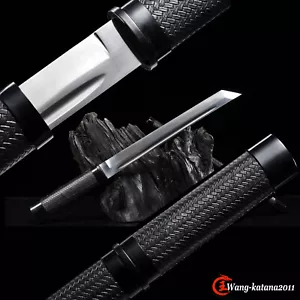 18''Tanto 9260 Steel Mini Katana Self-defence Japanese Samurai Black Short Sword - Picture 1 of 12