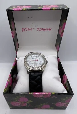 Betsey Johnson Silver watch with silver face bedazzled bezel - Image 1 of 3