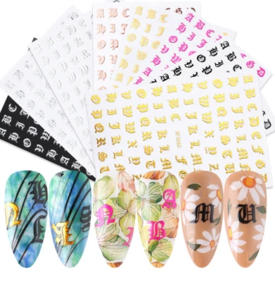 3D Nail Art Latin Roman English Alphabet Letter Sticker Decals US seller NS19