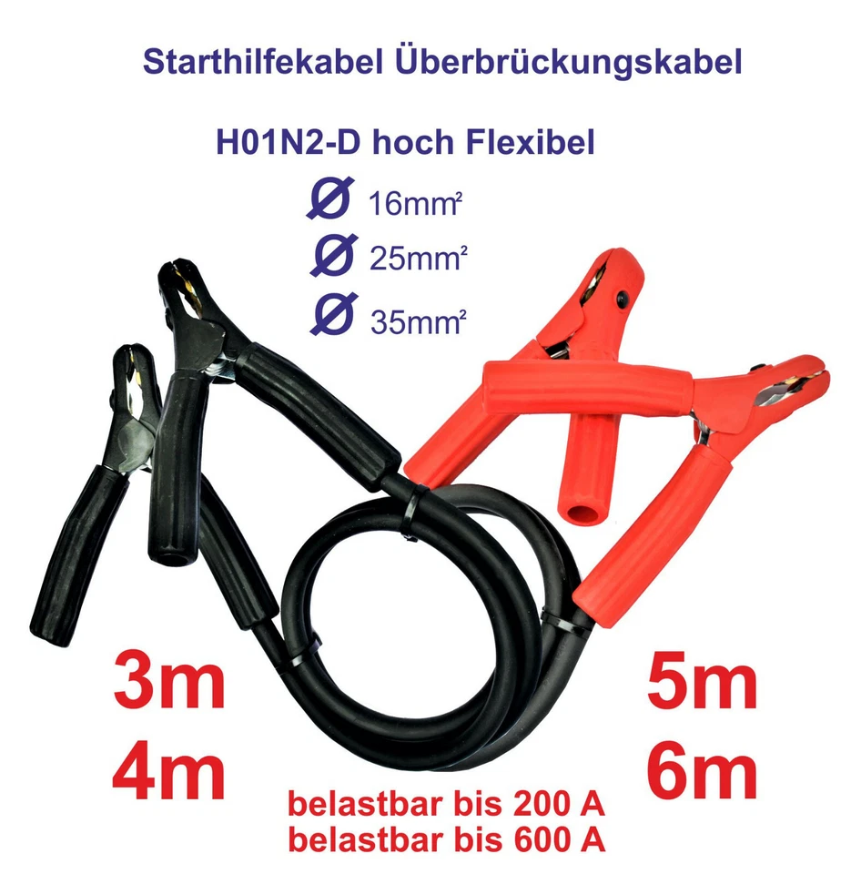  Überbrückungskabel PKW & LKW  Starterkabel 3M/4M/5M/6M - Bild 1 von 1