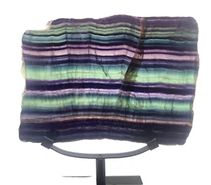 Fetta di fluorite arcobaleno + supporto in ferro - Patagonia - Argentina - Foto 1 di 24