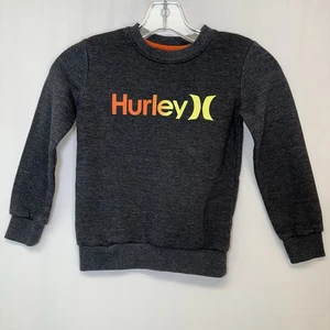 Hurley Boys Sweatshirt Size 5 Charcoal Gray Long Sleeve Fleece Chest Logo - Picture 1 of 5