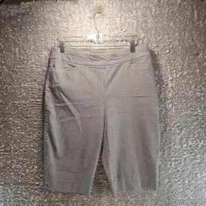 Chico's Size 1.5, 10S Striped Bermuda Shorts Pull On Black White Rayon Nylon - Picture 1 of 10