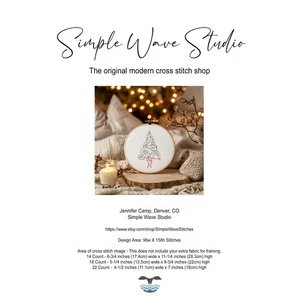 Modern Swirl Holiday Christmas Tree Whimsical Counted Cross Stitch Pattern Chart - Picture 1 of 6