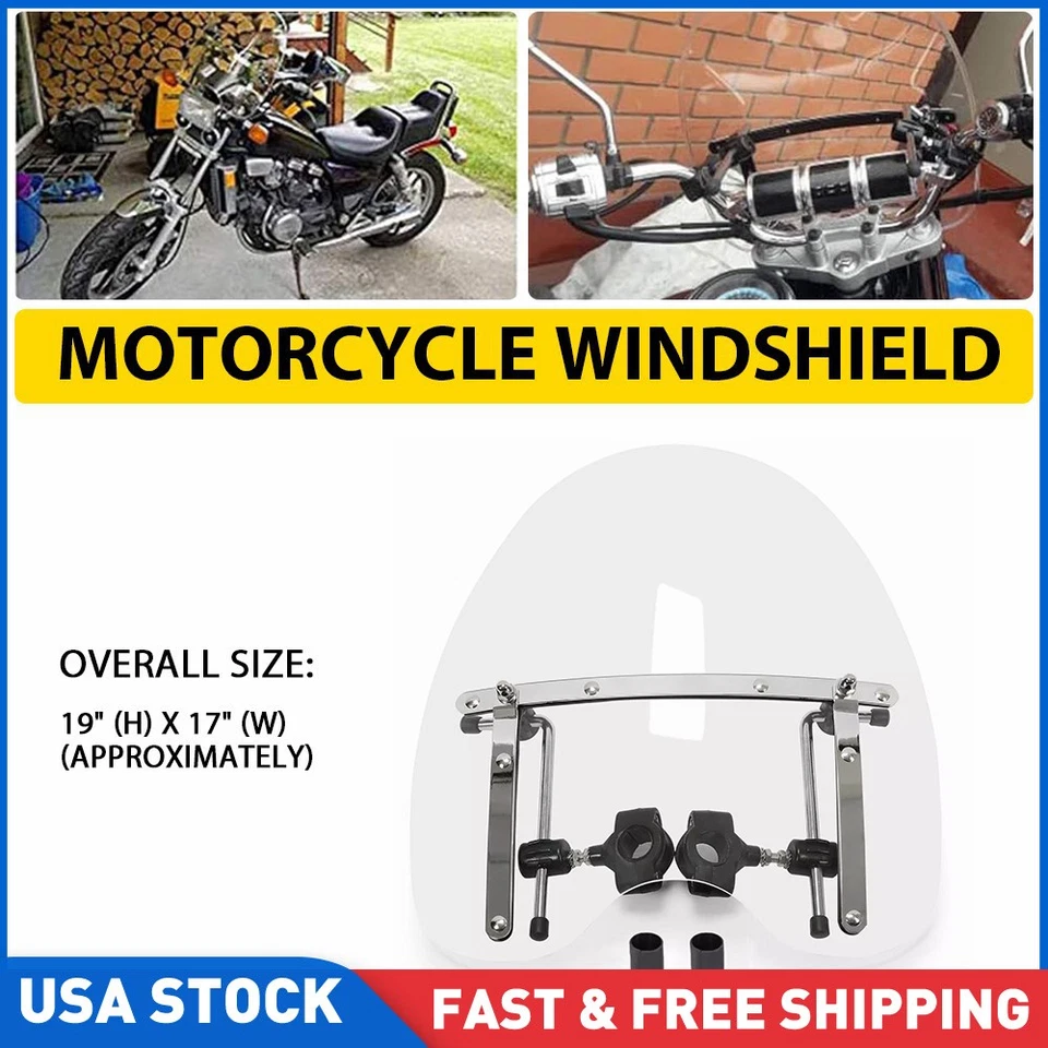 Manillar transparente grande para Yamaha V Star 650 1100 19"x17" 7/8"" 1"" EE. UU. Foto 1 de 4