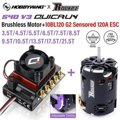 Hobbywing 10BL120 120A ESC 540 V3 Brushless Motor Combo for 1/10 1/12 RC Car - Image 1 of 4