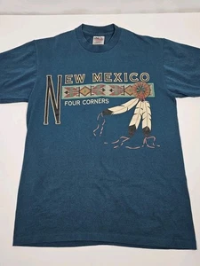 Vintage 1996 New Mexico 4 Corners Single Stitch T-Shirt Blau Herren Größe Medium - Bild 1 von 10