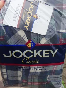 New Men's Vintage Jockey Classic 2pc Pajamas Sz XL Blue Plaid Long Sleeve & Pant - Picture 1 of 8