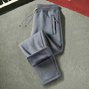Men Pants Thick Keep Warm Zipper Pockets Men Pants Drawstring