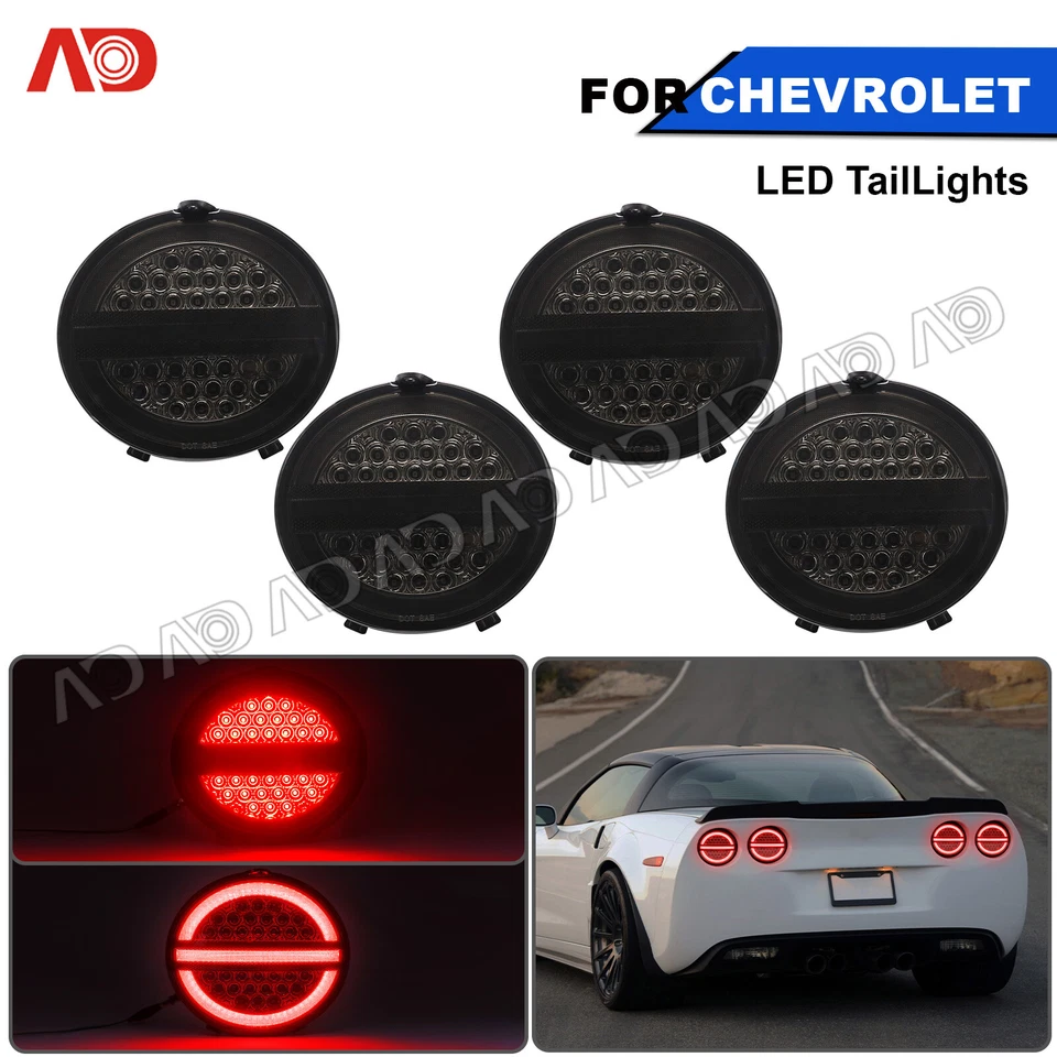 Luz trasera LED roja 4 piezas lámpara de freno ahumada para Chevrolet Corvette C6 2005-2013 Foto 1 de 4