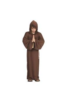 MONK RELIGIOUS BIBLICAL CATHOLIC PRIEST MEDIEVAL BOY CHILD COSTUME ROBE BROWN - Picture 1 of 2