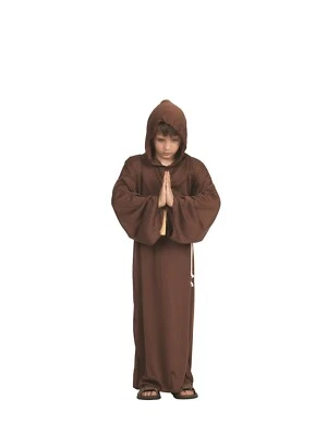 MONK RELIGIOUS BIBLICAL CATHOLIC PRIEST MEDIEVAL BOY CHILD COSTUME ROBE BROWN - Image 1 of 2