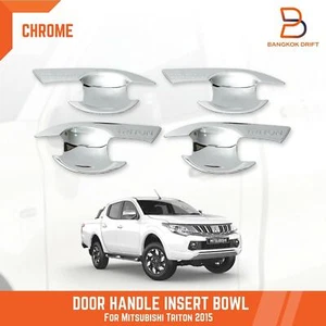 CHROME 4 DOORS HANDLE INSERT BOWL CUP TRIM FOR MITSUBISHI TRITON L200 2015-2022 - Picture 1 of 6