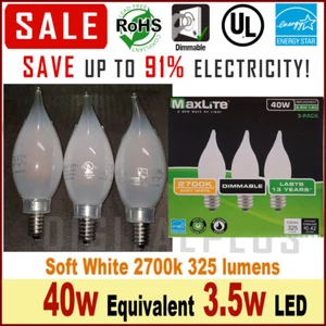 Wholesale Lot BA10 Candelabra Dimmable LED 40W Equivalent Soft White E12 Base - Picture 1 of 14