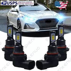 For Hyundai Sonata 2015-2019 - 4PC 8000K LED Headlight High / Low Beam Bulbs HKL - Picture 1 of 12