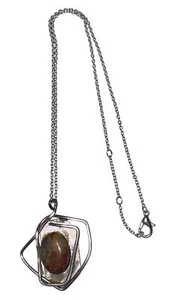 COLGANTE ABSTRACTO DE JASPE MORRISONITA SOBRE PLATA SOBRE COLLAR DE JOYERÍA DE 17" - Imagen 1 de 4