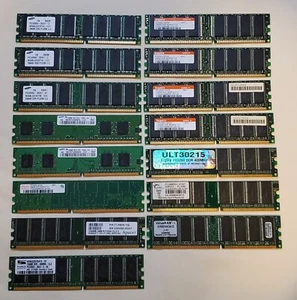 LOT OF 15 256 512 MB 1 GB DDR DIMM SDRAM G Skill Samsung Hynix Memory - Various - Picture 1 of 5