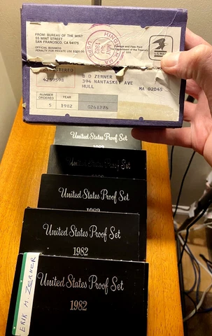 Lot Of Five (5) 1982-S U.S. Proof Sets OGP Orig Govt Packaging Read Descript!! Cover