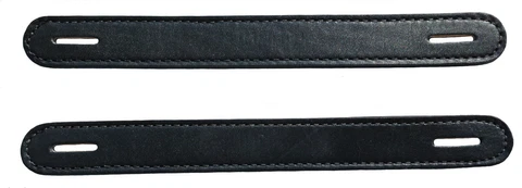 Ex-Long Lot of 2 Black Leather double & stitched Steamer trunk handles #103BLK Cover