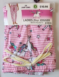 Joggers para dormir Jazzy Unicorn para mujer y mujer con bolsillos talla 2X (18W-20W) rosa NUEVO - Imagen 1 de 3
