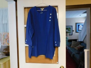 APPLESEED'S TUNIC TOP 3X CRINKLE ADMIRAL BLUE PEARL BUTTONS 3/4 SLEEVE NEW W/TAG - Picture 1 of 5
