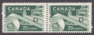 Canada: #O45ai 20c Paper Industry High Flying 'G' Official O/P Pair MNH b - Picture 1 of 2