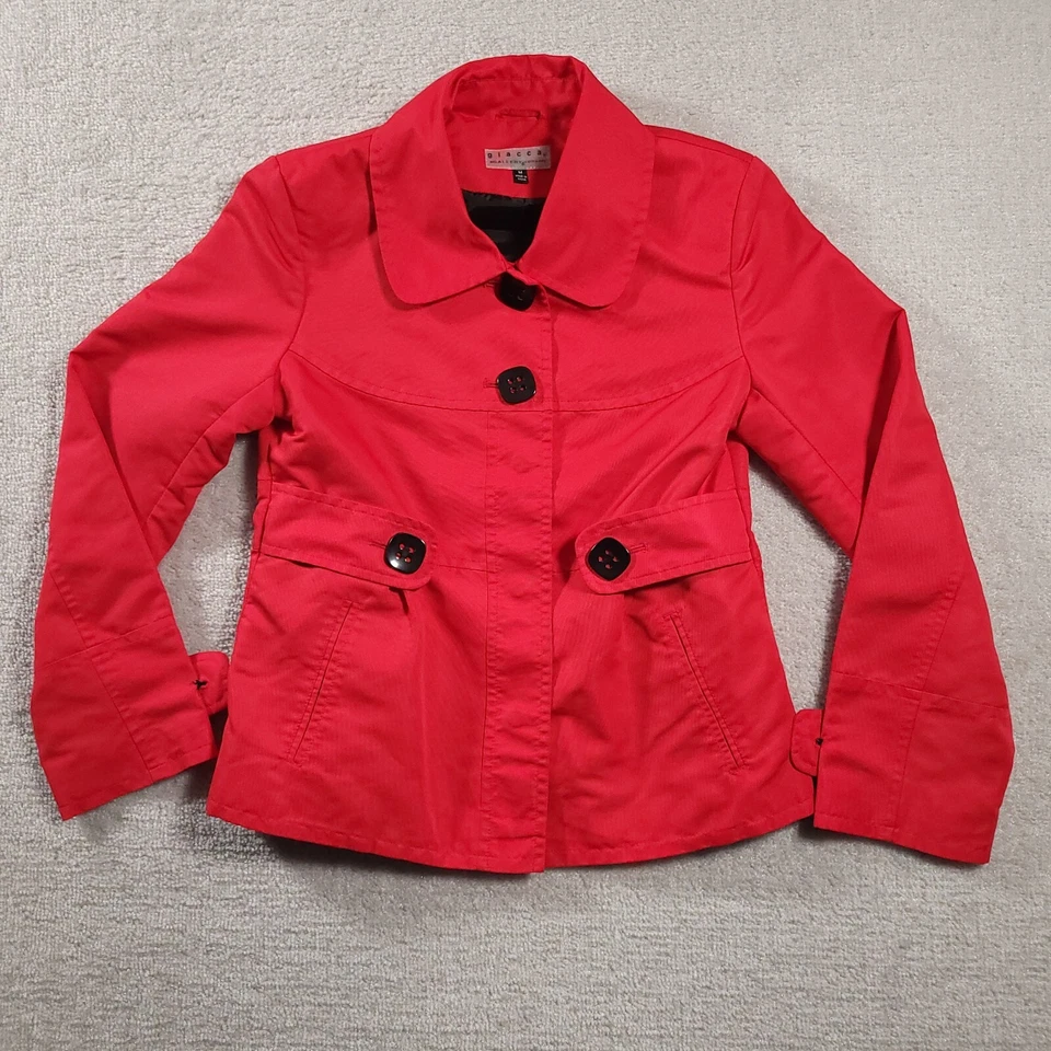 Giacca a Gallery Company Coat Women's Medium Red Collared Lined Padded Shoulders - Image 1 of 4