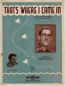 THAT'S WHERE I CAME IN Sheet Music 1946 Charles Tobias, Peter deRose, PERRY COMO - Picture 1 of 2