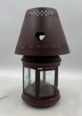 Красный Обетный Свеча Фонарь Красное Сердце Деревенский Примитивный Фермерский Дом - Изображение 1 из 4