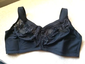 GLAMORISE BBW 50F Magic Lift Black Embroidered Soft Cup Bra Style 1016 Nwot - Picture 1 of 7