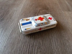VINTAGE TN JAPAN KRANKENWAGEN BLECH LITHO FRICTON SPIELZEUGAUTO 4 ZOLL LANG - Bild 1 von 5
