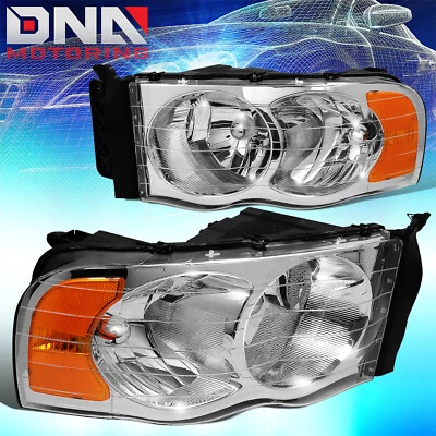 PARA DODGE RAM 2002-2005 1500/2500 CARCASA CROMADA ÁMBAR EURO CRISTAL FAROS Foto 1 de 4