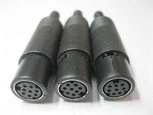 8 pcs 8 Pin Mini DIN Jack Female Connector with Plastic Handle Black New - Afbeelding 1 van 4