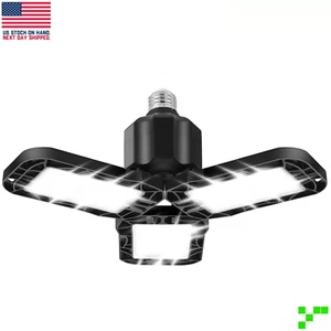Garage Light 45 Watts/6500k 7000 Lumen LED E27 Socket Lamp 3 Adjustable Panel ES - Picture 1 of 8