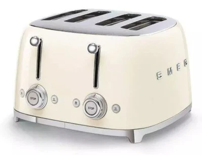 Smeg TSF03CRUK Retro 50s Style 4 Extra Wide Slice Toaster In Cream colour  - Image 1 of 4